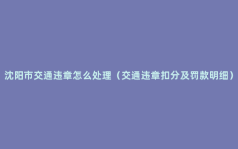 沈阳市交通违章怎么处理（交通违章扣分及罚款明细）