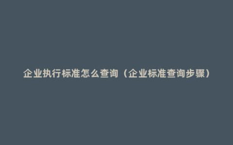 企业执行标准怎么查询（企业标准查询步骤）