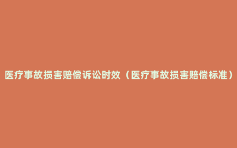 医疗事故损害赔偿诉讼时效（医疗事故损害赔偿标准）