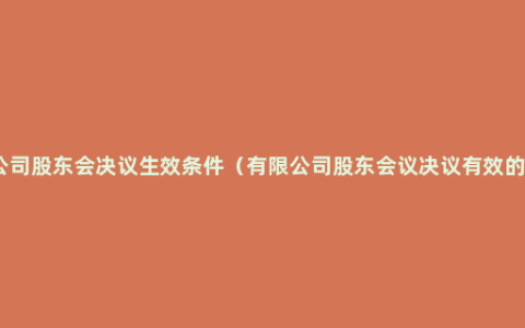 有限公司股东会决议生效条件（有限公司股东会议决议有效的条件）