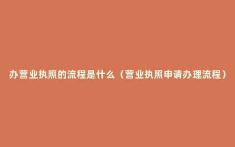 办营业执照的流程是什么（营业执照申请办理流程）