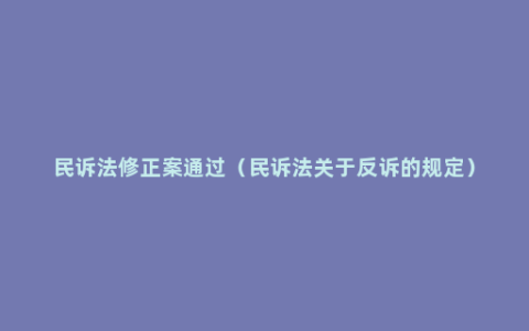 民诉法修正案通过（民诉法关于反诉的规定）