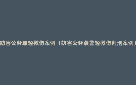 妨害公务罪轻微伤案例（妨害公务袭警轻微伤判刑案例）