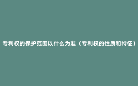 专利权的保护范围以什么为准（专利权的性质和特征）