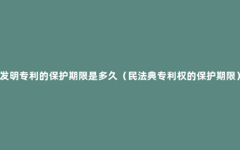 发明专利的保护期限是多久（民法典专利权的保护期限）