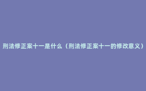 刑法修正案十一是什么（刑法修正案十一的修改意义）