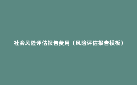 社会风险评估报告费用（风险评估报告模板）