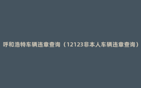 呼和浩特车辆违章查询（12123非本人车辆违章查询）