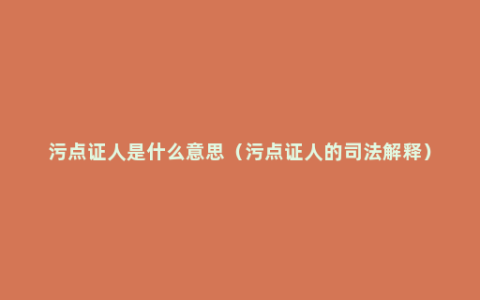 污点证人是什么意思（污点证人的司法解释）