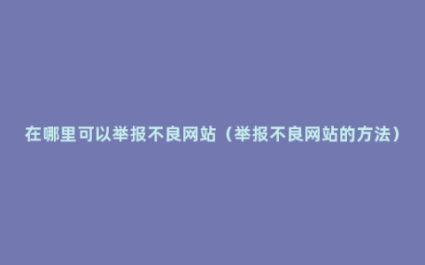 在哪里可以举报不良网站（举报不良网站的方法）