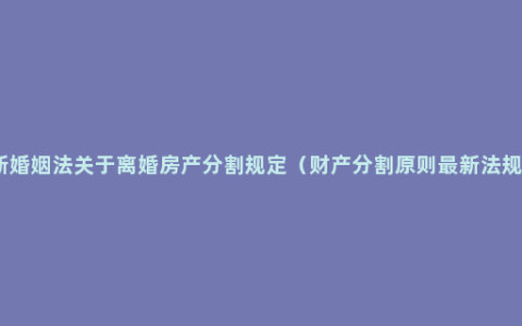 新婚姻法关于离婚房产分割规定（财产分割原则最新法规）