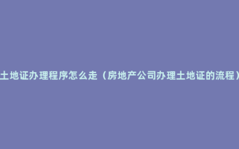 土地证办理程序怎么走（房地产公司办理土地证的流程）