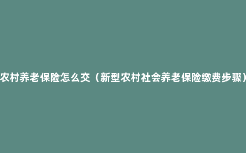 农村养老保险怎么交（新型农村社会养老保险缴费步骤）