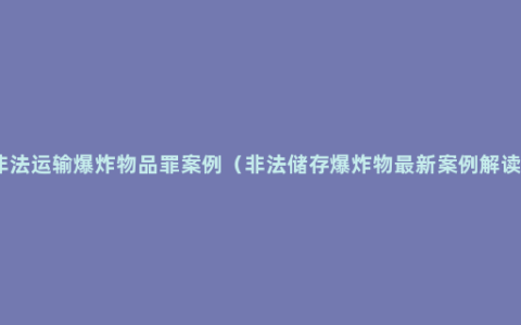 非法运输爆炸物品罪案例（非法储存爆炸物最新案例解读）