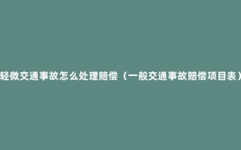 轻微交通事故怎么处理赔偿（一般交通事故赔偿项目表）