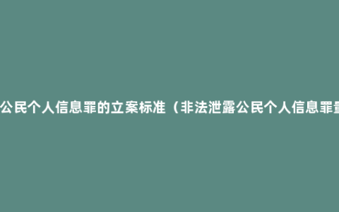 侵害公民个人信息罪的立案标准（非法泄露公民个人信息罪量刑）