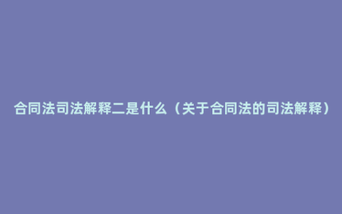 合同法司法解释二是什么（关于合同法的司法解释）