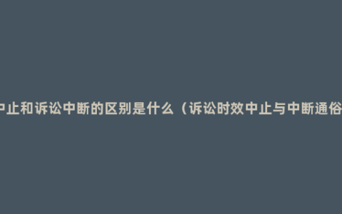 诉讼中止和诉讼中断的区别是什么（诉讼时效中止与中断通俗解释）