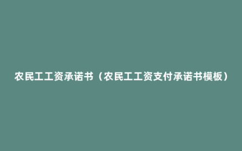 农民工工资承诺书（农民工工资支付承诺书模板）