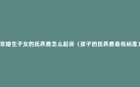 非婚生子女的抚养费怎么起诉（孩子的抚养费最低标准）