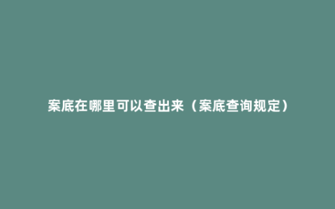 案底在哪里可以查出来（案底查询规定）