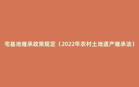 宅基地继承政策规定（2022年农村土地遗产继承法）