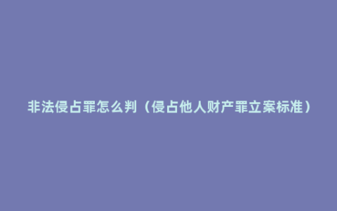 非法侵占罪怎么判（侵占他人财产罪立案标准）