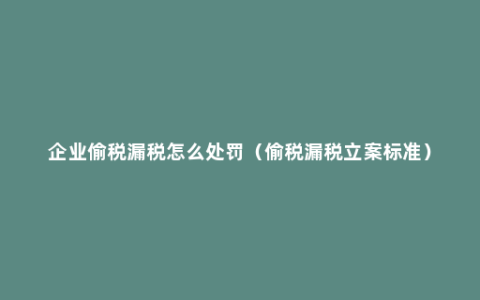 企业偷税漏税怎么处罚（偷税漏税立案标准）