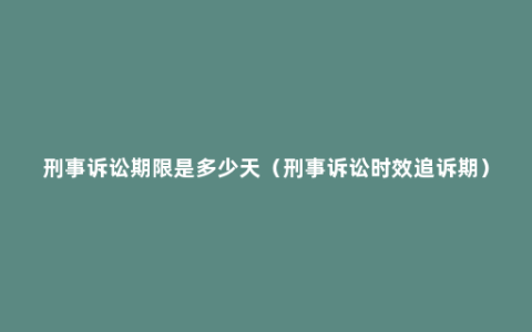 刑事诉讼期限是多少天（刑事诉讼时效追诉期）