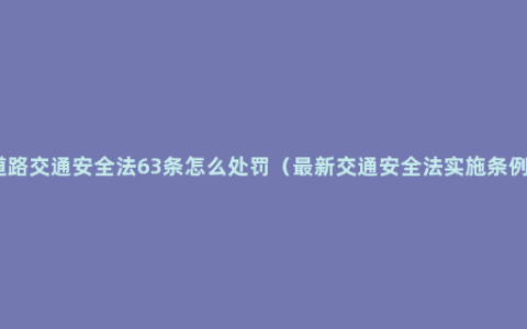 道路交通安全法63条怎么处罚（最新交通安全法实施条例）