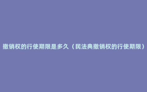 撤销权的行使期限是多久（民法典撤销权的行使期限）