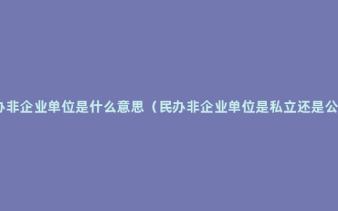 民办非企业单位是什么意思（民办非企业单位是私立还是公立）