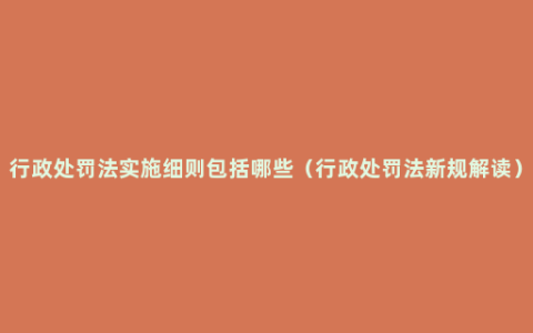 行政处罚法实施细则包括哪些（行政处罚法新规解读）