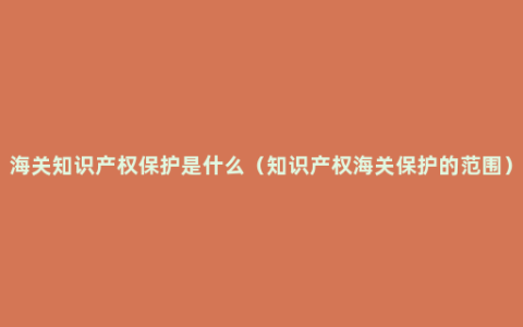 海关知识产权保护是什么（知识产权海关保护的范围）