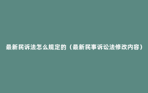 最新民诉法怎么规定的（最新民事诉讼法修改内容）