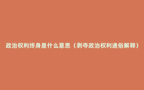 政治权利终身是什么意思（剥夺政治权利通俗解释）