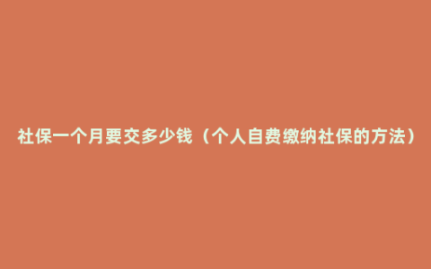 社保一个月要交多少钱（个人自费缴纳社保的方法）