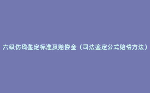 六级伤残鉴定标准及赔偿金（司法鉴定公式赔偿方法）