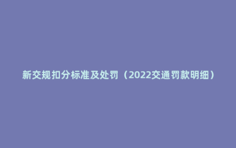 新交规扣分标准及处罚（2022交通罚款明细）