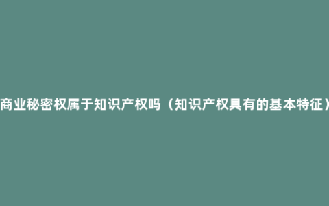 商业秘密权属于知识产权吗（知识产权具有的基本特征）