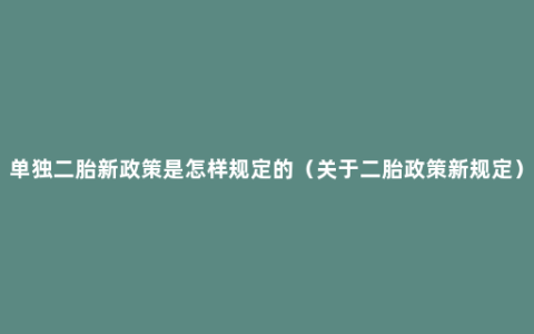 单独二胎新政策是怎样规定的（关于二胎政策新规定）