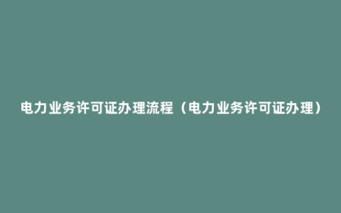 电力业务许可证办理流程（电力业务许可证办理）