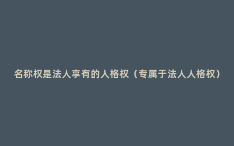 名称权是法人享有的人格权（专属于法人人格权）