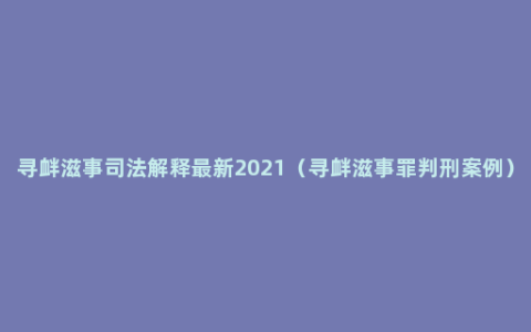 寻衅滋事司法解释最新2021（寻衅滋事罪判刑案例）