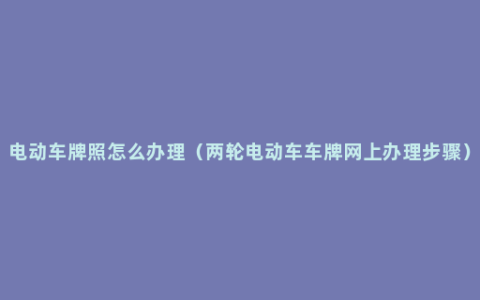 电动车牌照怎么办理（两轮电动车车牌网上办理步骤）