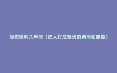 轻伤能判几年刑（把人打成轻伤的判刑和赔偿）