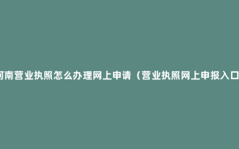 河南营业执照怎么办理网上申请（营业执照网上申报入口）