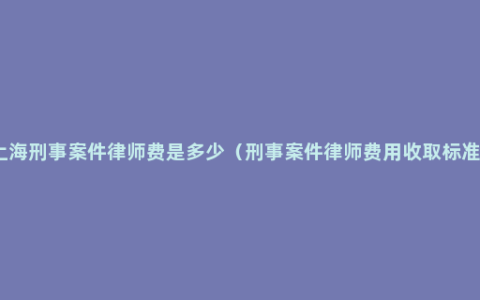 上海刑事案件律师费是多少（刑事案件律师费用收取标准）