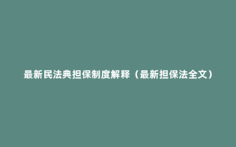 最新民法典担保制度解释（最新担保法全文）