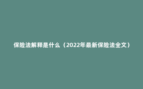 保险法解释是什么（2022年最新保险法全文）